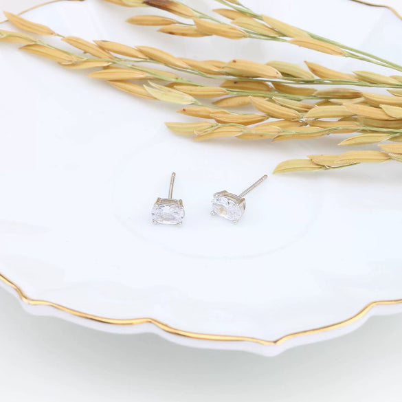 Wholesale 925 Sterling Silver Geometric Oval Inlaid Zircon Earrings For Women