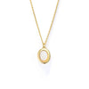 Wholesale Sterling Silver Geometric Oval Natural White Fritillary Shell Pendant Women's Necklace