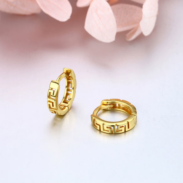 Wholesale Sterling Silver 925 Geometric Palindromic Hoop Earrings With Electroplating Treatment