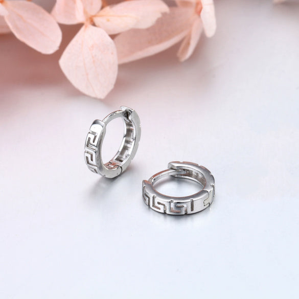 Wholesale Sterling Silver 925 Geometric Palindromic Hoop Earrings With Electroplating Treatment