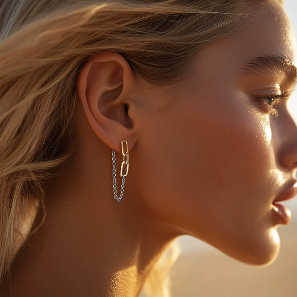 Wholesale Sterling Silver Geometric Pattern Electroplated Tassel Earrings For Women