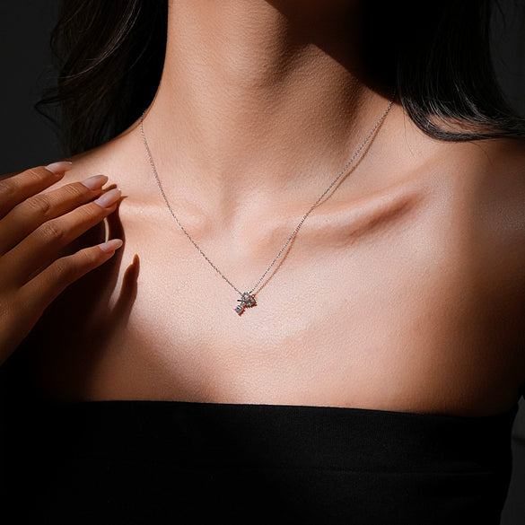Wholesale 925 Sterling Silver Geometric Pendant Necklace Simple Style Electroplated With Platinum And 18K Gold Unisex