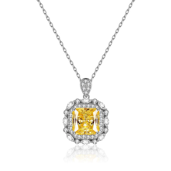 Wholesale 925 Sterling Silver Geometric Pendant Necklace With Square Shape For Women