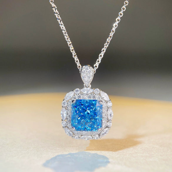 Wholesale 925 Sterling Silver Geometric Pendant Necklace With Square Shape For Women