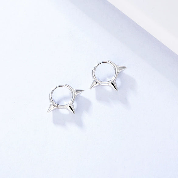 Wholesale 925 Sterling Silver Geometric Punk Style Spiked Ear Buckle Earrings For Women