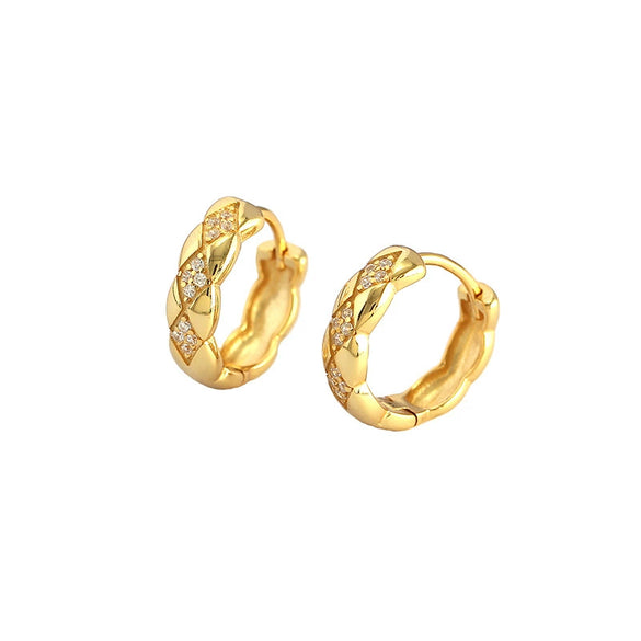 Wholesale 925 Sterling Silver Geometric Retro Light Luxury Earrings With Electroplating And Diamond Studded Ear Buckle