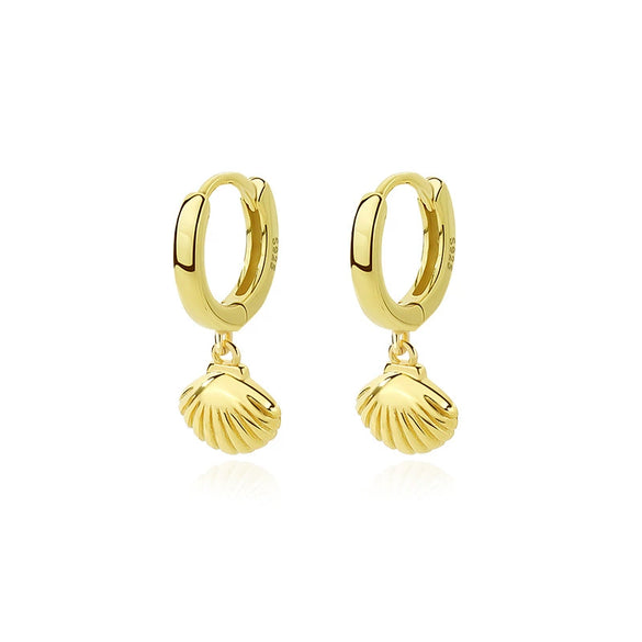 Wholesale 925 Sterling Silver Geometric Retro Metal Shell Earrings For Women With Electroplating