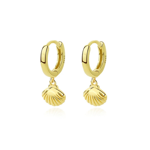Wholesale 925 Sterling Silver Geometric Retro Metal Shell Earrings For Women With Electroplating