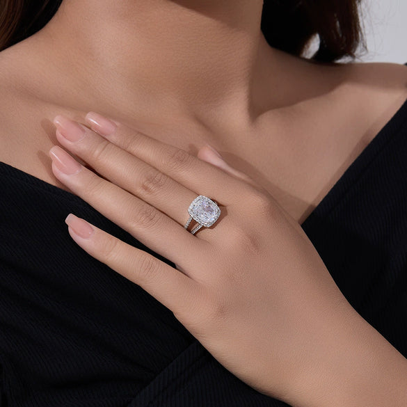 Wholesale 925 Sterling Silver Geometric Ring Set With Diamonds For Women