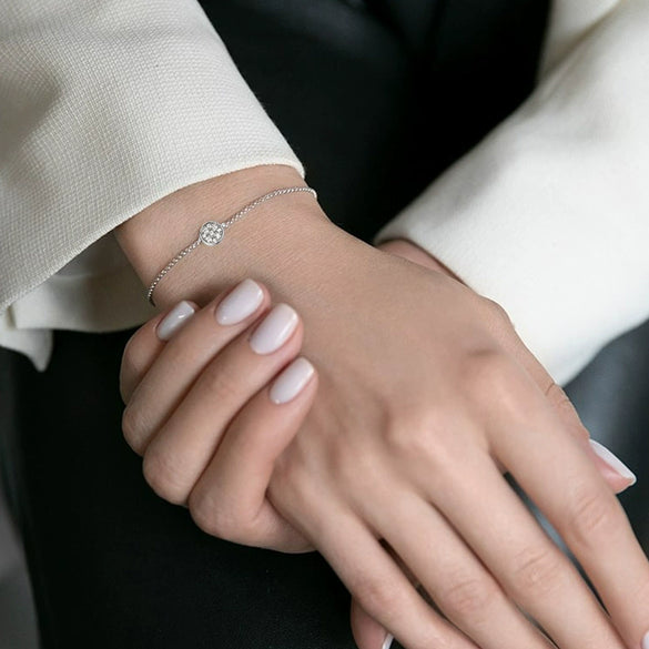 Wholesale 925 Sterling Silver Geometric Round Bracelet For Women With Seiko Craftsmanship And Zircon Inlay