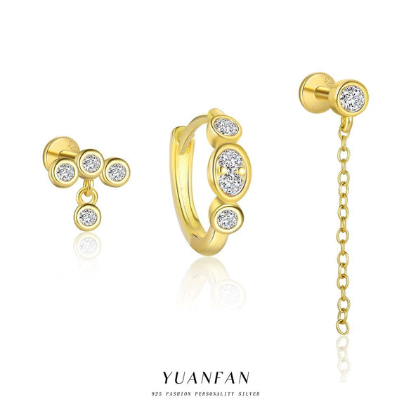 Wholesale 925 Sterling Silver Geometric Round Earrings For Women With Zirconia Design And Minimalist Style