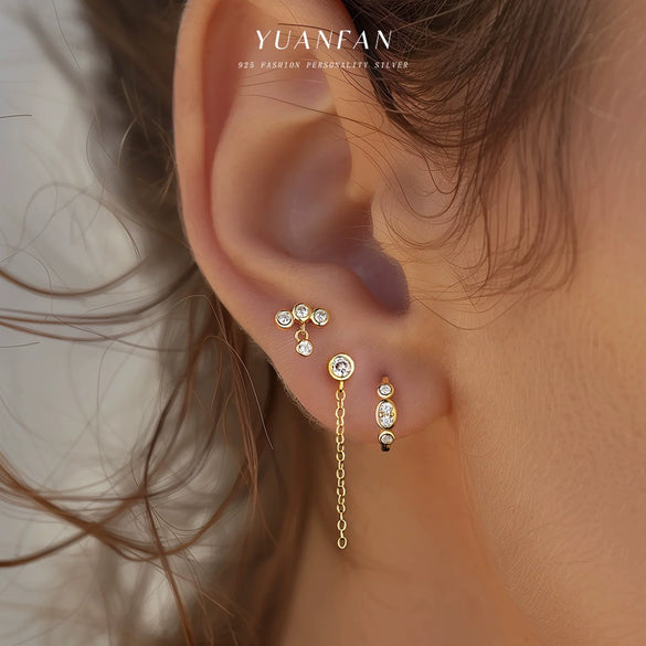 Wholesale 925 Sterling Silver Geometric Round Earrings For Women With Zirconia Design And Minimalist Style