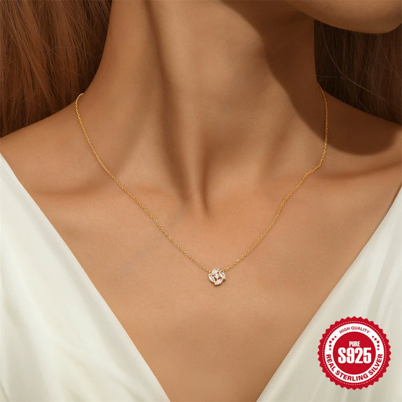 Wholesale 925 Sterling Silver Geometric Shaped Ring And Clavicle Chain With Horse's Eye Design Electroplated For Women