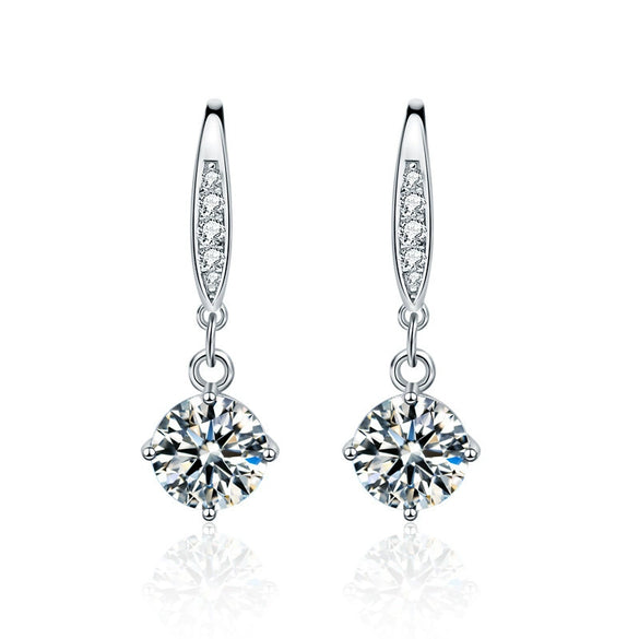 Wholesale 925 Sterling Silver Geometric Simple Women's Earrings With Moissanite Earhook
