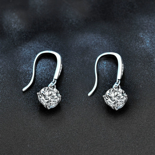 Wholesale 925 Sterling Silver Geometric Simple Women's Earrings With Moissanite Earhook