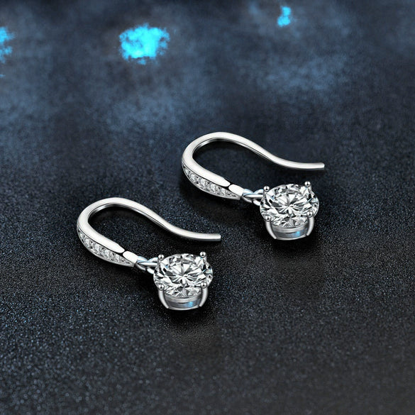 Wholesale 925 Sterling Silver Geometric Simple Women's Earrings With Moissanite Earhook