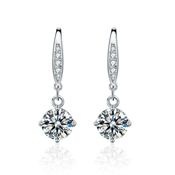 Wholesale 925 Sterling Silver Geometric Simple Women's Earrings With Moissanite Earhook