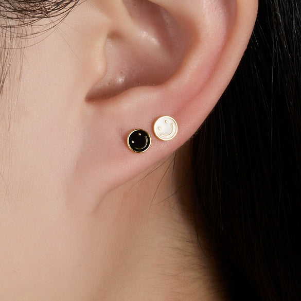Wholesale 925 Sterling Silver Geometric Smiley Face Dripping Oil Earrings For Women