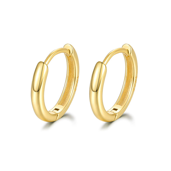 Wholesale 925 Sterling Silver Geometric Smooth Plain Ring Hoop Earrings With Electroplating For Men And Women