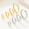 Wholesale 925 Sterling Silver Geometric Smooth Plain Ring Hoop Earrings With Electroplating For Men And Women