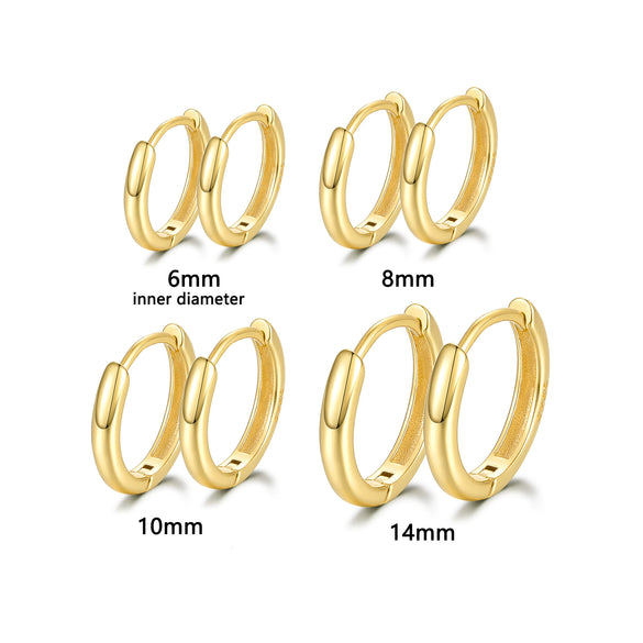 Wholesale 925 Sterling Silver Geometric Smooth Plain Ring Hoop Earrings With Electroplating For Men And Women