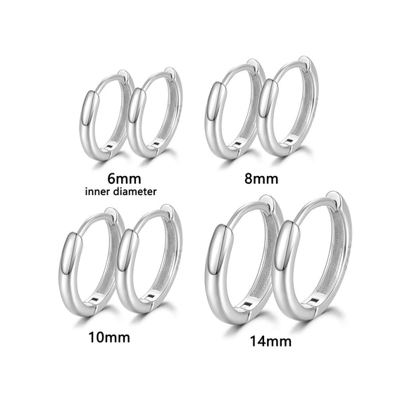 Wholesale 925 Sterling Silver Geometric Smooth Plain Ring Hoop Earrings With Electroplating For Men And Women