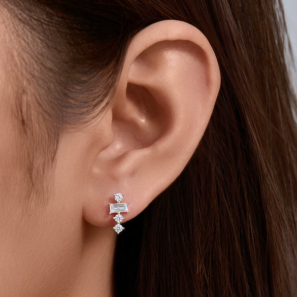 Wholesale 925 Sterling Silver Geometric Square Zircon Diamond Earrings For Women