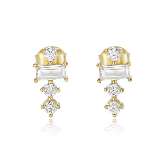 Wholesale 925 Sterling Silver Geometric Square Zircon Diamond Earrings For Women