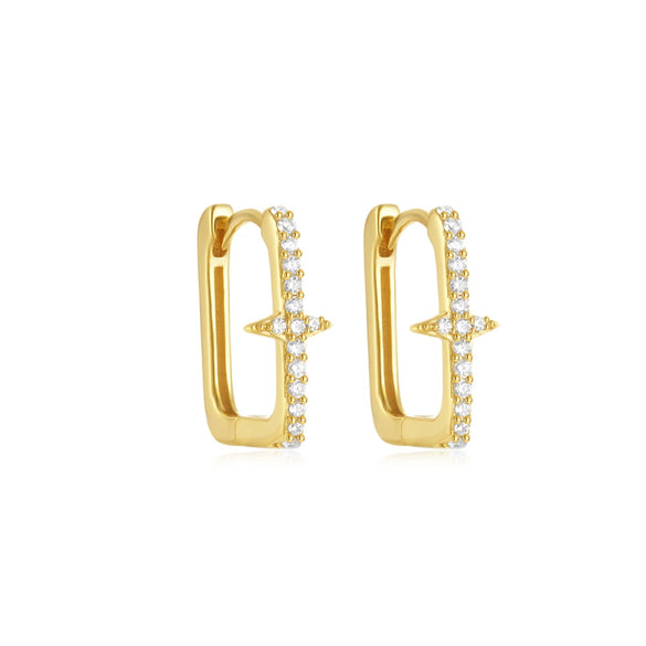 Wholesale 925 Sterling Silver Geometric Star Square Ear Buckle Earrings With Electroplating For Women