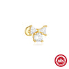 Wholesale Sterling Silver Geometric Style Flat Head Piercing Spiral Ear Nail With Zircon And Environmentally Friendly Plating