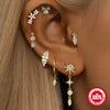 Wholesale Sterling Silver Geometric Style Flat Head Piercing Spiral Ear Nail With Zircon And Environmentally Friendly Plating