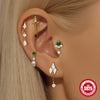 Wholesale Sterling Silver Geometric Style Flat Head Piercing Spiral Ear Nail With Zircon And Environmentally Friendly Plating