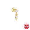 Wholesale Sterling Silver Geometric Style Flat Head Piercing Spiral Ear Nail With Zircon And Environmentally Friendly Plating