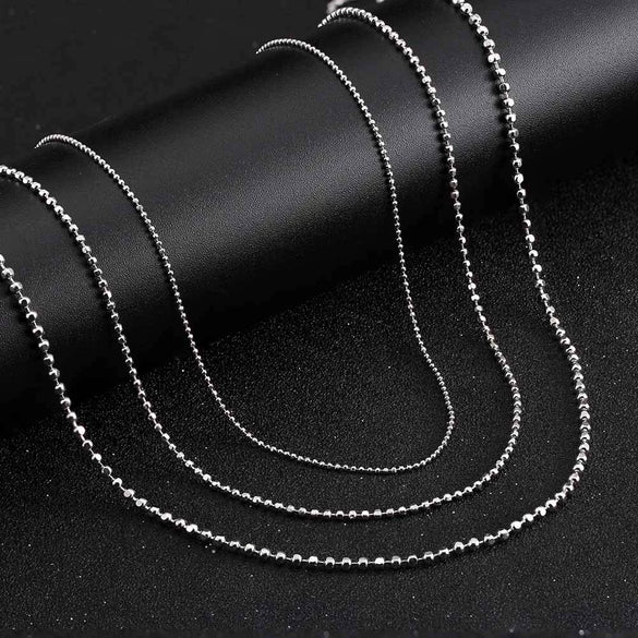 Wholesale 925 Sterling Silver Geometric Style Necklace With Electroplating And Cut Edge Flash Bead Chain
