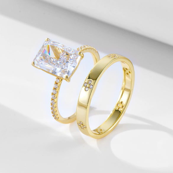 Wholesale 925 Sterling Silver Geometric Style Ring With Ice Flower Cut Zircon For Women