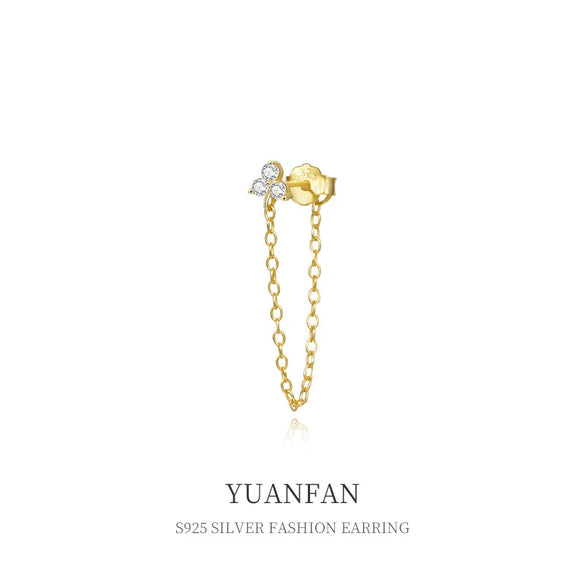 Wholesale 925 Sterling Silver Geometric Tassel Flower Zircon Ear Hook Earrings For Women