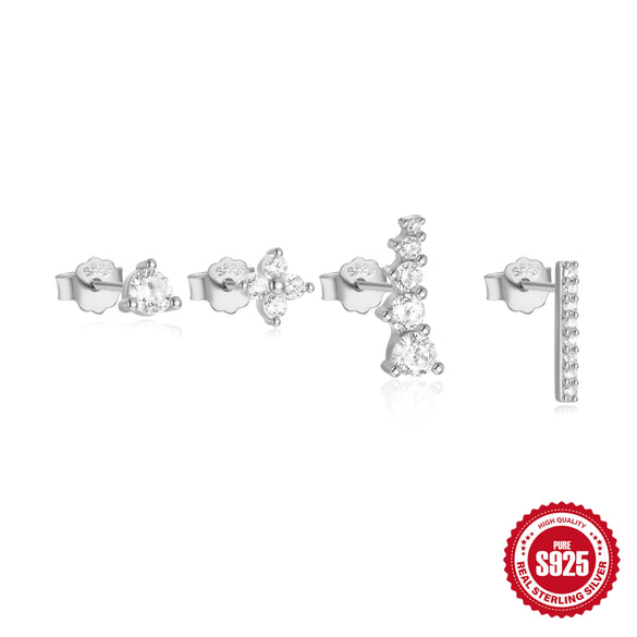 Wholesale 925 Sterling Silver Geometric Vintage Small Gold Ball Earrings 4Piece Set With Electroplating For Women