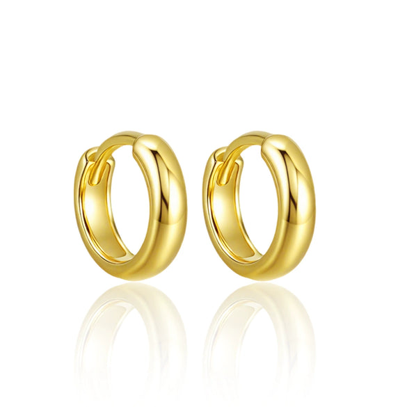 Wholesale 925 Sterling Silver Glossy Round Plain Hoop Earrings Electroplated Geometric Niche Highend Hypoallergenic Unisex