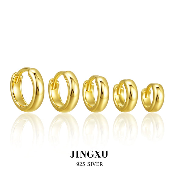 Wholesale 925 Sterling Silver Glossy Round Plain Hoop Earrings Electroplated Geometric Niche Highend Hypoallergenic Unisex