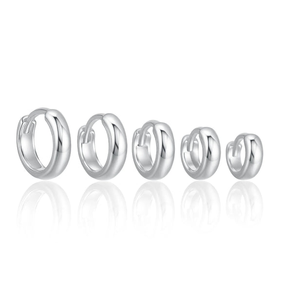 Wholesale 925 Sterling Silver Glossy Round Plain Hoop Earrings Electroplated Geometric Niche Highend Hypoallergenic Unisex