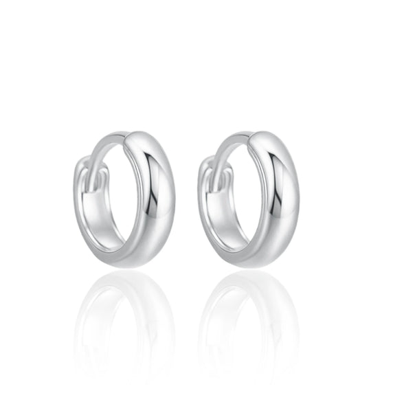 Wholesale 925 Sterling Silver Glossy Round Plain Hoop Earrings Electroplated Geometric Niche Highend Hypoallergenic Unisex