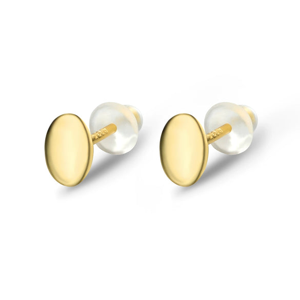 Wholesale 925 Sterling Silver Gold Bean Oval Geometric Minimalist Seiko Earrings