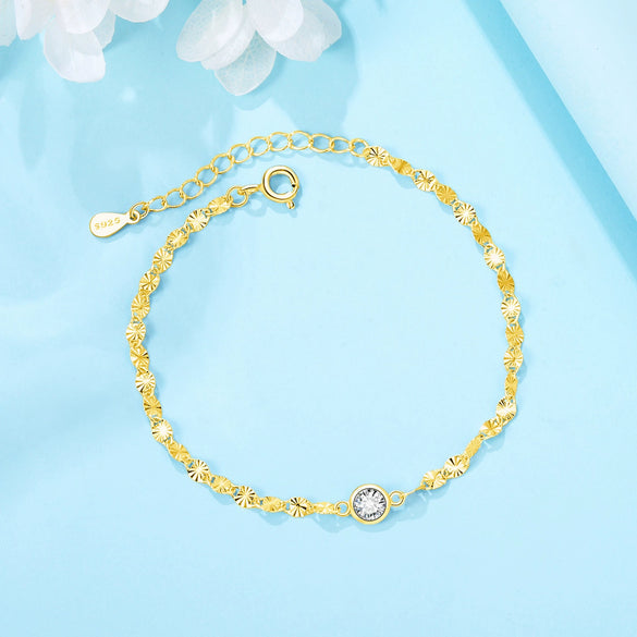 Wholesale 925 Sterling Silver Gold Plated Fashion Versatile Exquisite Shiny Women's Bracelet