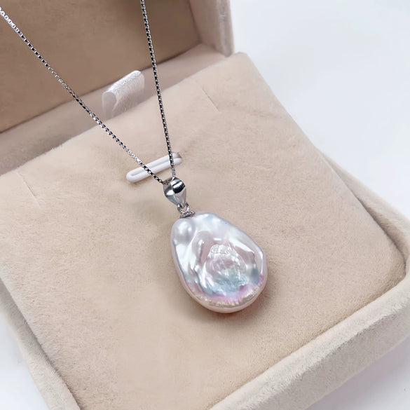 Wholesale Sterling Silver Handmade Melon Buckle Pendant Baroque Freshwater Pearl Necklace With Irregular Design