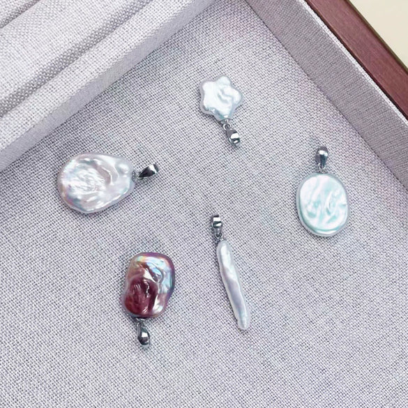 Wholesale Sterling Silver Handmade Melon Buckle Pendant Baroque Freshwater Pearl Necklace With Irregular Design