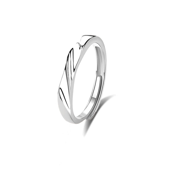 Wholesale 925 Sterling Silver Heart And Wave Pattern Allmatch Couple Open Ring With Diamond Styling