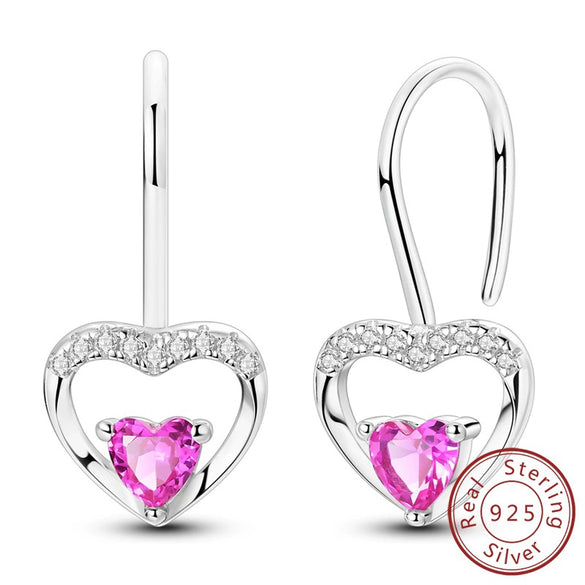 Wholesale 925 Sterling Silver Heart Crystal Ear Hooks For Women
