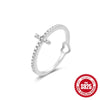 Wholesale 925 Sterling Silver Heart Geometric Cross Wave Zircon Ring For Women Electroplated Real Gold Plated