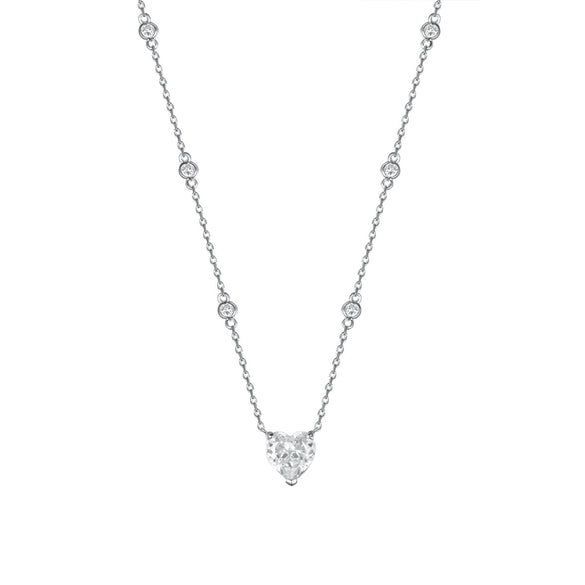 Wholesale 925 Sterling Silver Heart Necklace Inlaid With Ice Flower Cut High Carbon Diamond Seiko Cross Chain For Women