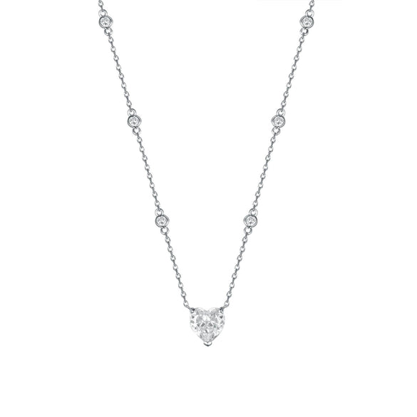 Wholesale 925 Sterling Silver Heart Necklace Inlaid With Ice Flower Cut High Carbon Diamond Seiko Cross Chain For Women